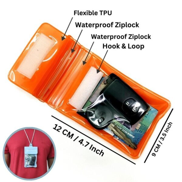 Waterproof Car Key FOB Case Floating Wallet Pouch Orange