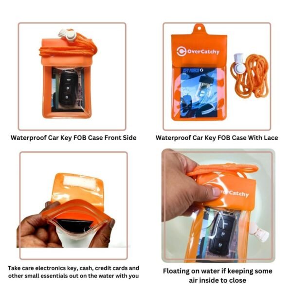 Waterproof Car Key FOB Case Floating Wallet Pouch Orange