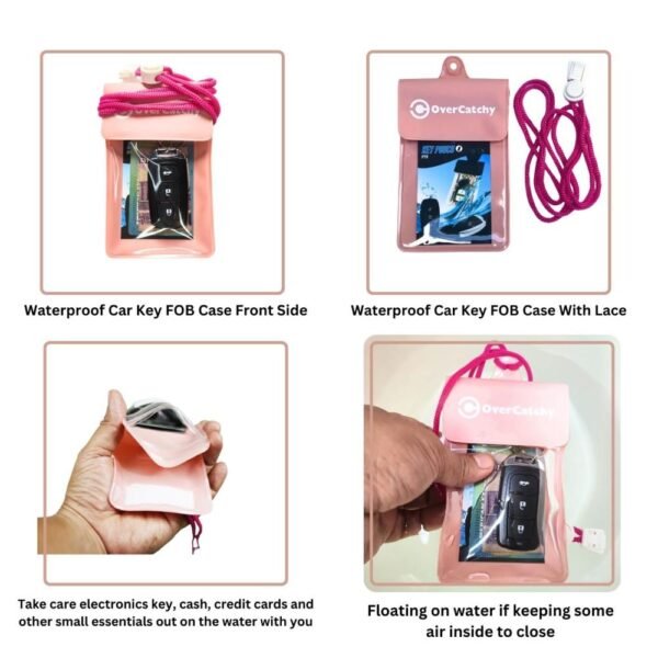 Waterproof Car Key FOB Case Floating Wallet Pouch Pink