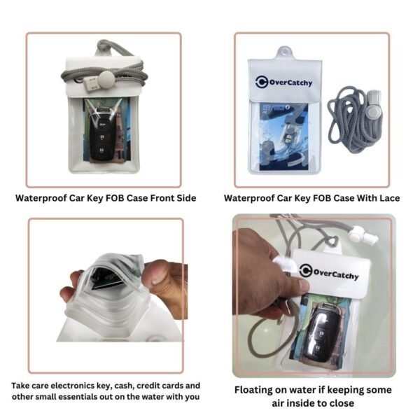 Waterproof Car Key FOB Case Floating Wallet Pouch White